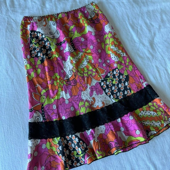 Vintage 100% silk copper key midi skirt - Picture 5 of 6